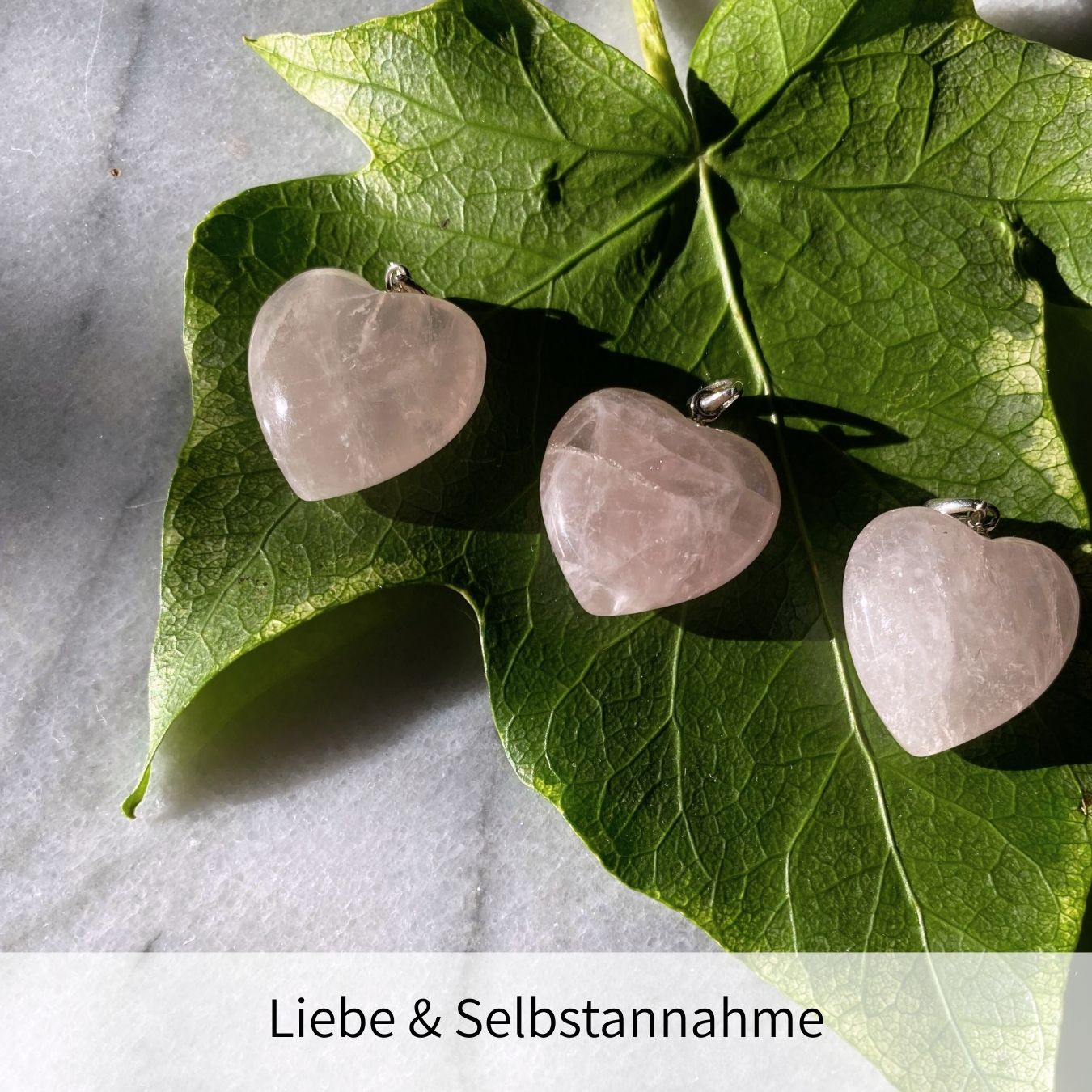 Herzanhänger mit 925er Silber-Öse Rosenquarz